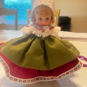 Madame Alexander Doll in Green and Red Dress